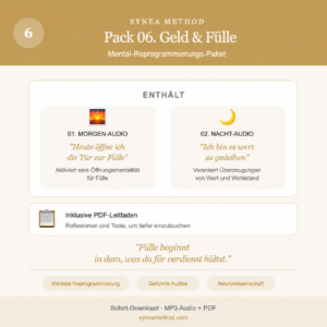 Pack 6 zur mentalen Reprogrammierung für eine gesündere Beziehung zu Geld und Fülle mit geführten Audios für Morgen und Nacht
