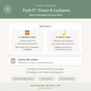 Pack 7 zur mentalen Reprogrammierung für Trauer und das Loslassen der Vergangenheit mit geführten Audios für Morgen und Nacht
