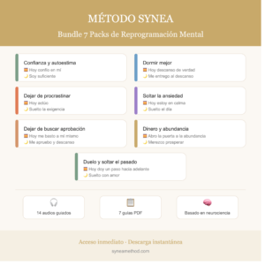 Bundle de 7 packs de reprogramación mental con audios guiados para mañana y noche por área temática