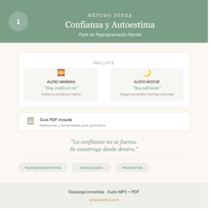 Pack 1 de reprogramación mental para trabajar la confianza y el valor propio con audios guiados para mañana y noche