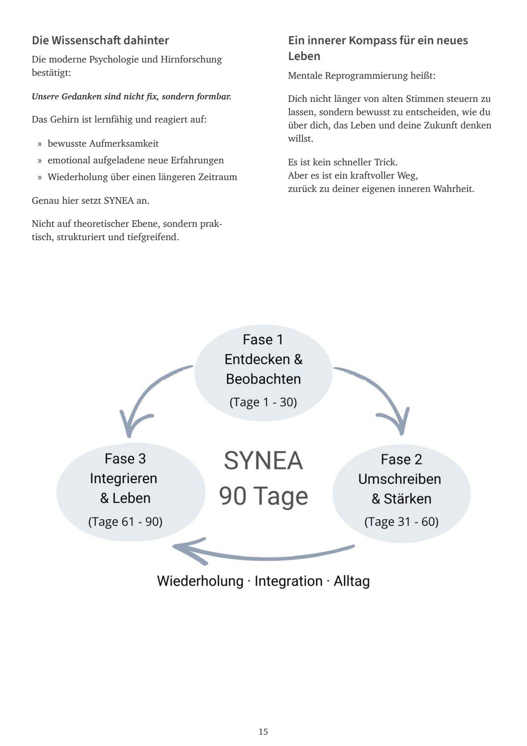 Innenseite des Buches mit dem 90-Tage-Weg der SYNEA-Methode